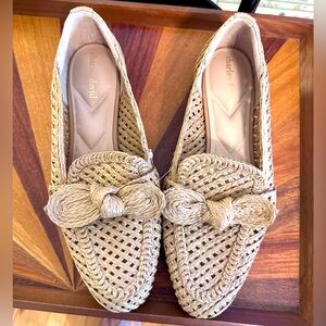 Charles David Finite Womens 8.5 M Tan Neutral Raffia Woven Loafers Flats
